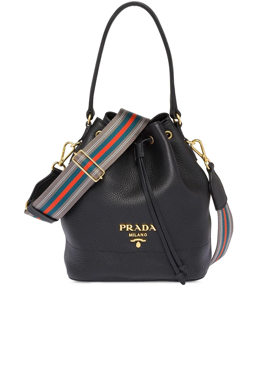 Prada leather bucket bag black Clearance