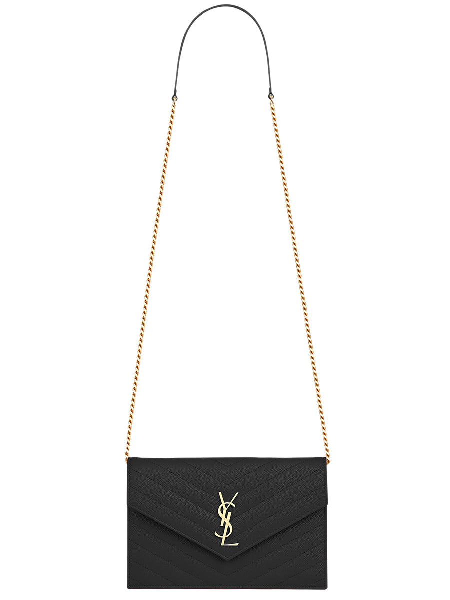 Envelope chain wallet in grain de poudre embossed leather ysl Clearance