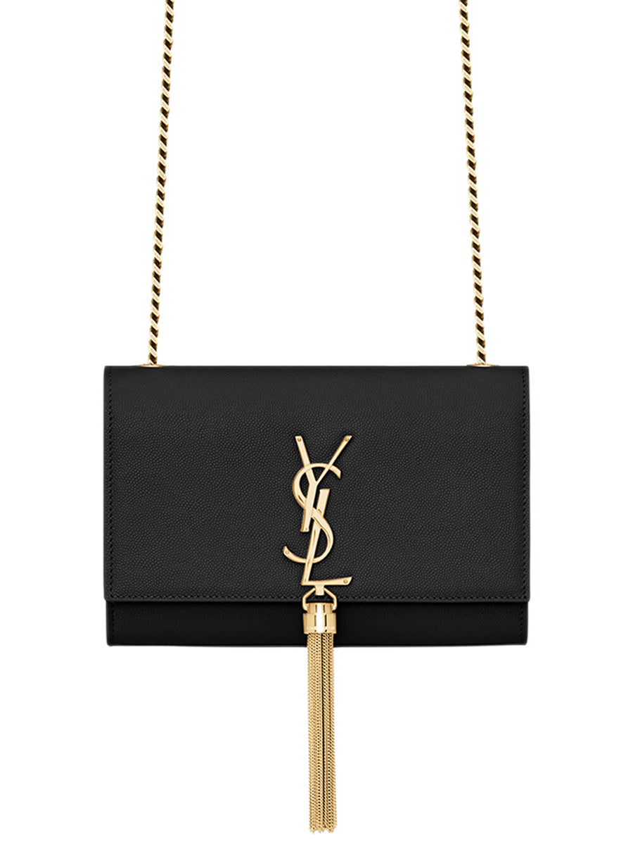 Saint Laurent Kate Small Chain Bag With Tassel In Grain De Poudre Embossed  Leather – Cosette