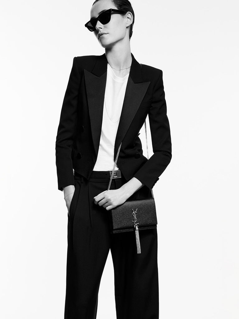 Saint Laurent Kate Small Chain Bag With Tassel In Grain De Poudre Embossed  Leather – Cosette