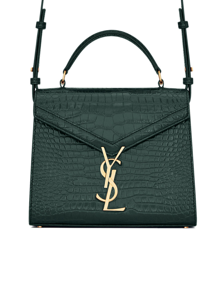 Saint Laurent Cassandra Mini Top Handle Bag in CrocodileEmbossed Shiny