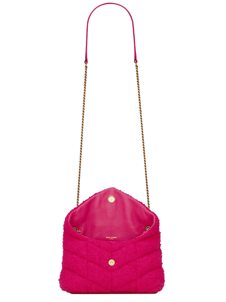 Puffer toy bag in quilted boucle tweed Clearance