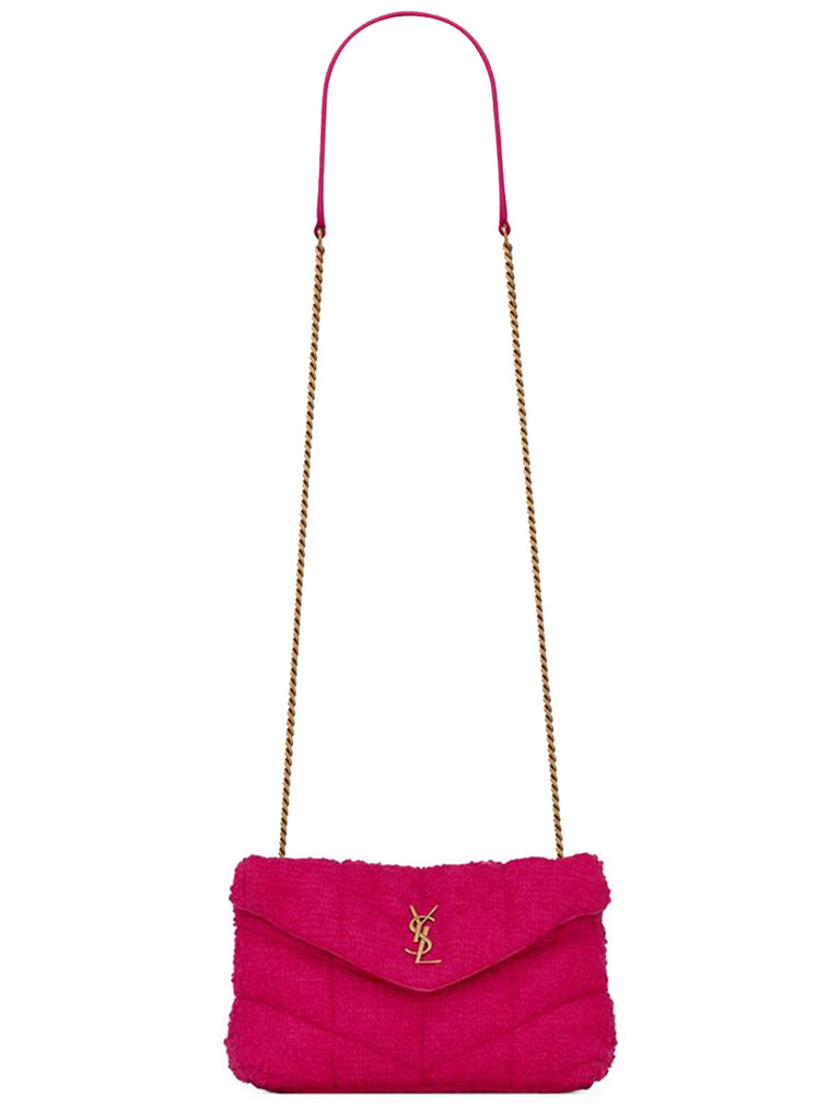 Puffer small pouch in quilted boucle tweed Clearance