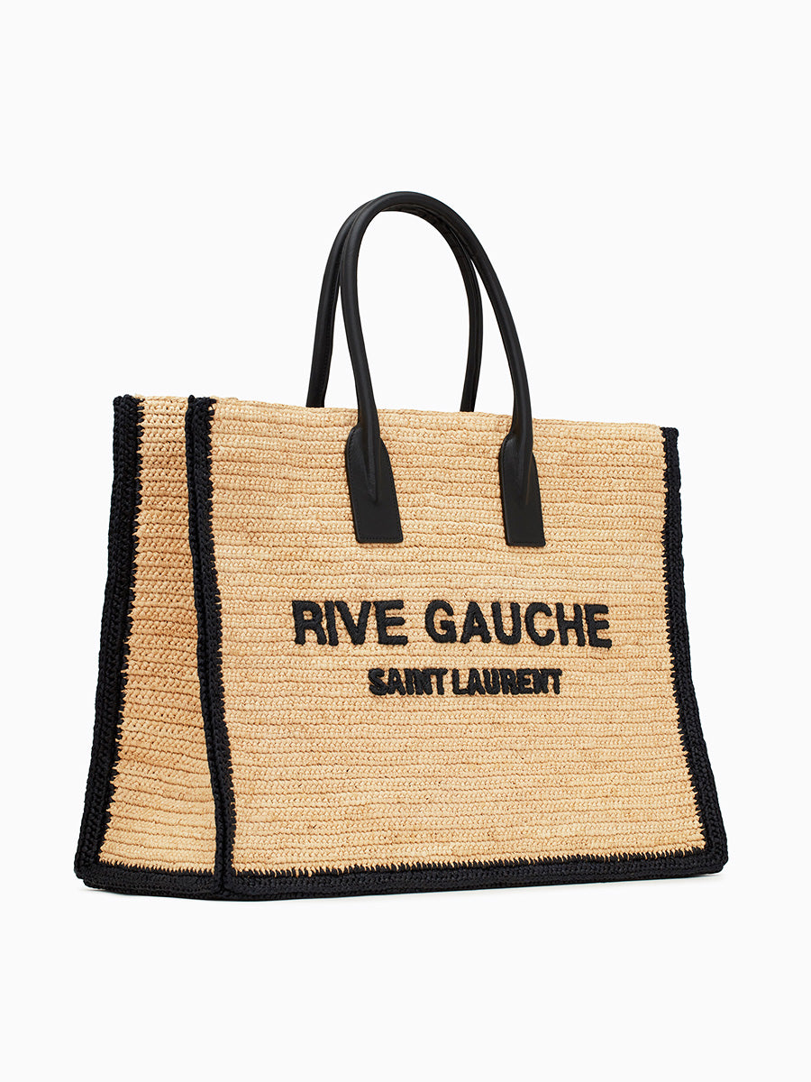 Saint Laurent Rive Gauche Tote Bag in Raffia & Leather – COSETTE